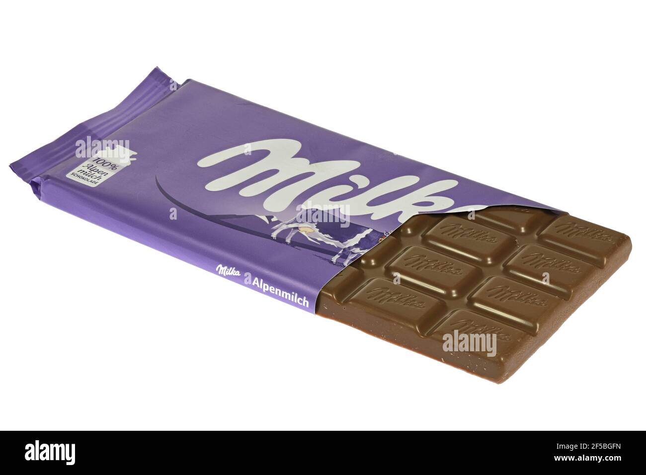 Milka Alpine Milk chocolate isolated on white background Stock Photo Alamy