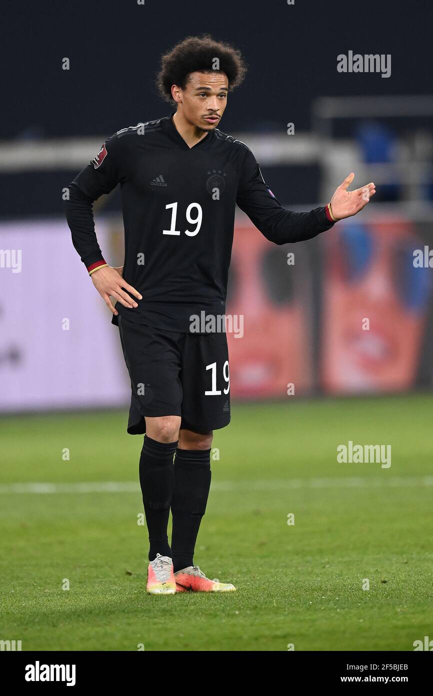 Duisburg, Germany. 25th Mar, 2021. Leroy Sane (Germany). GES/Fussball/WM- Qualifikation: Germany - Iceland, 25.03.2021 Football/Soccer: World Cup  qualifying match: Germany vs. Iceland, Duisburg, Germany, March 25, 2021 |  usage worldwide Credit: dpa ...