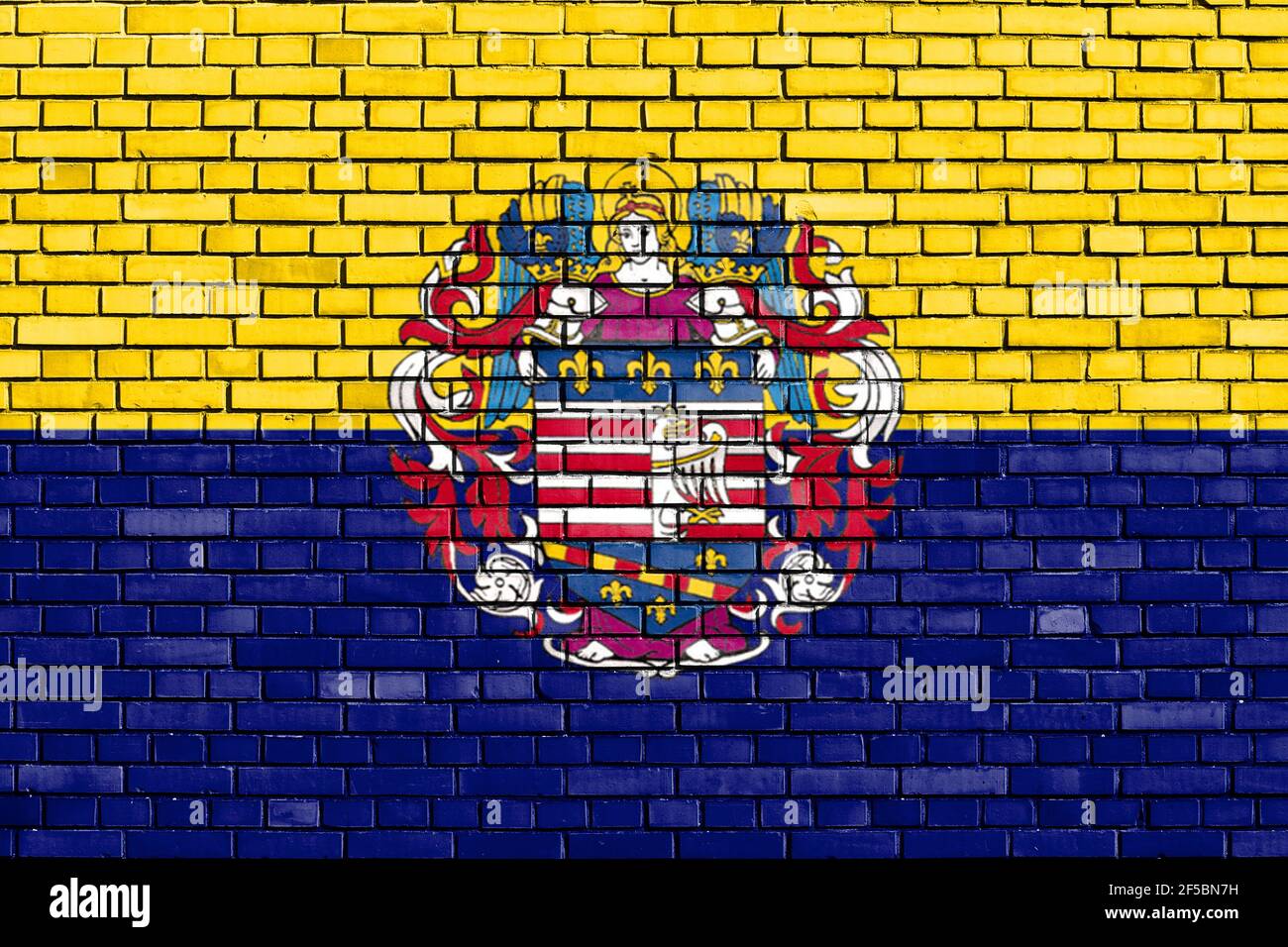 flag of Kosice, Slovakia painted on brick wall Stock Photo