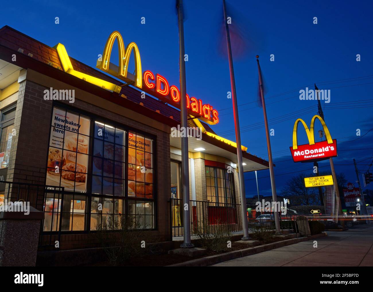 McDonald's Fast Food Restaurant at Dusk Stock Photo
