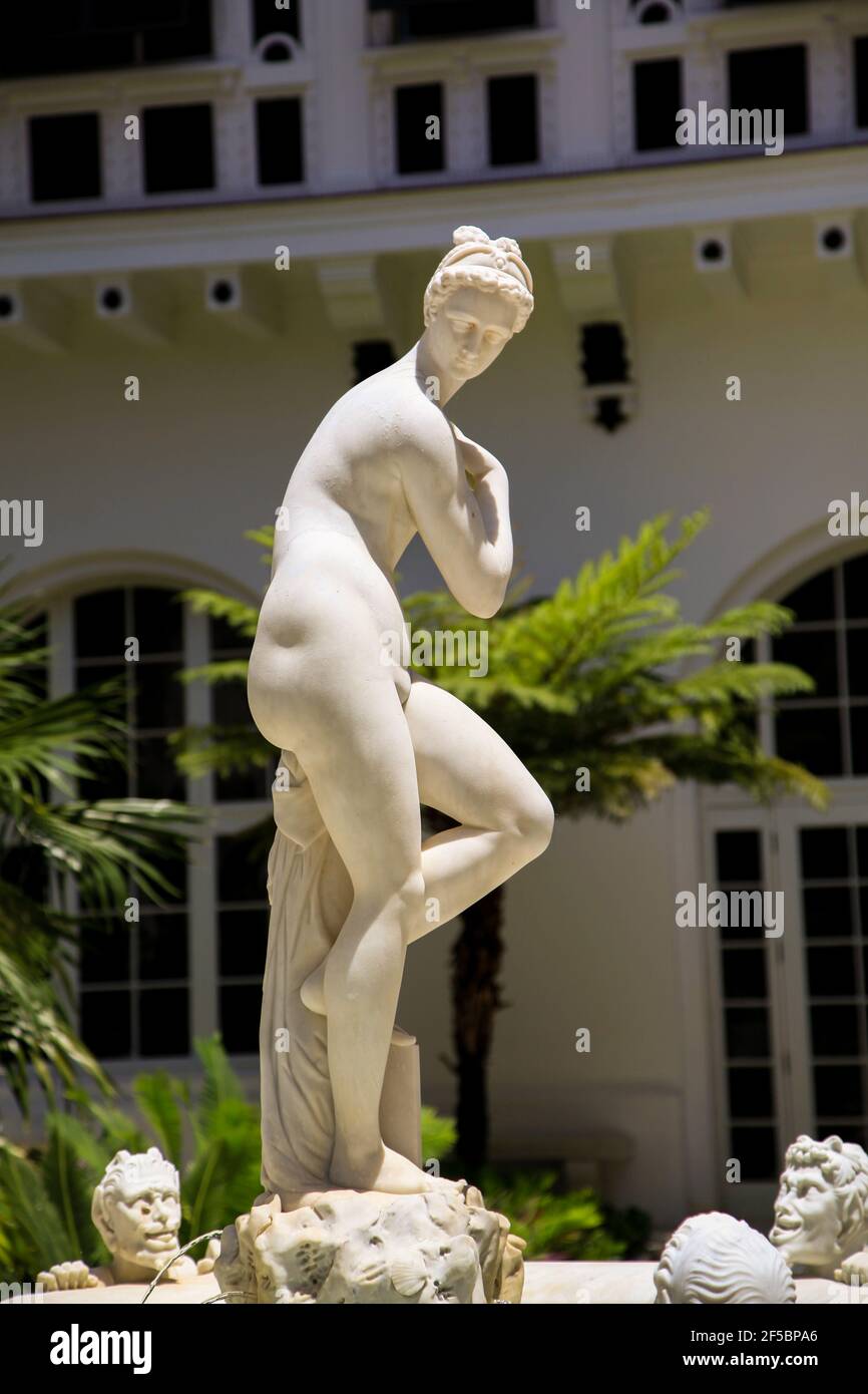 Flagler Museum, Palm Beach, Florida , Courtyard: Venus Fountain, a copy of the Giovanni da Bologna original Stock Photo