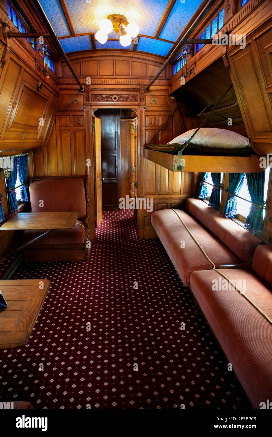 Flagler Museum, Palm Beach, Florida – Kenan Pavilion – Railcar number 91 – Henry Morrison Flagler's private railcar, known as a Palace on Wheels Stock Photo