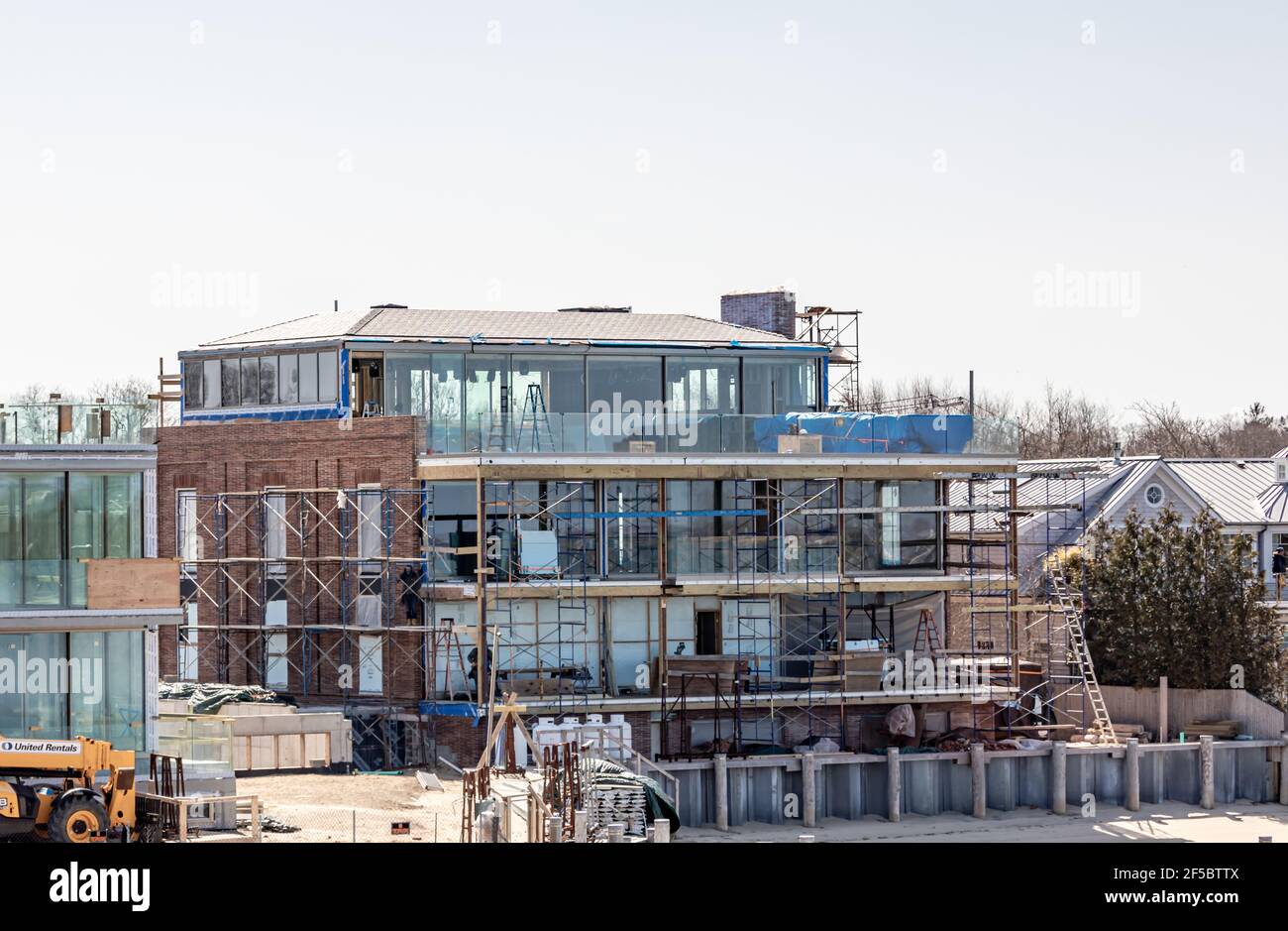 Condos under construction at 2 West Water Street, Sag Harbor, NY Stock