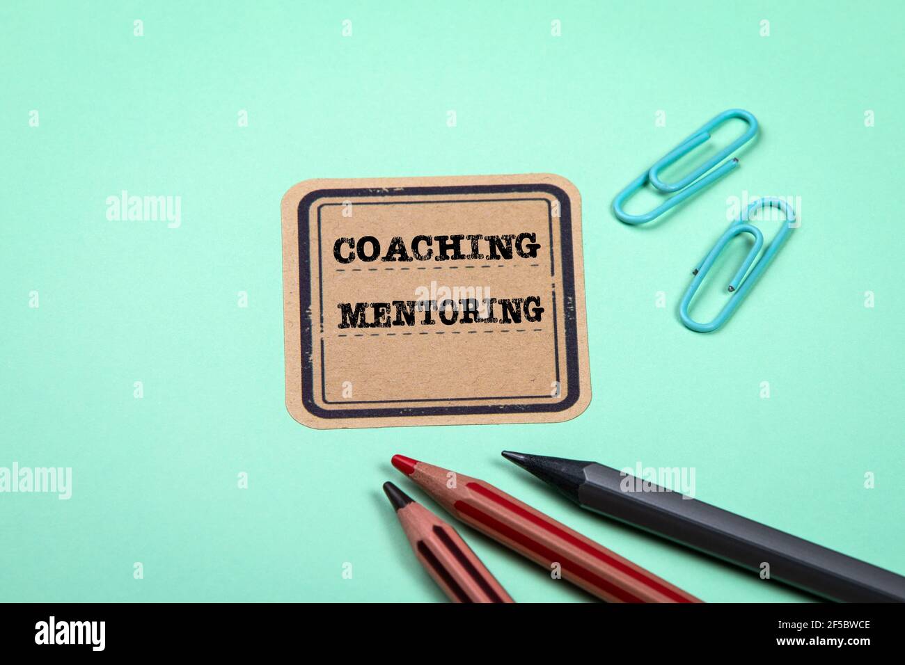 Coaching and Mentoring. Green notes and documents folder. Office