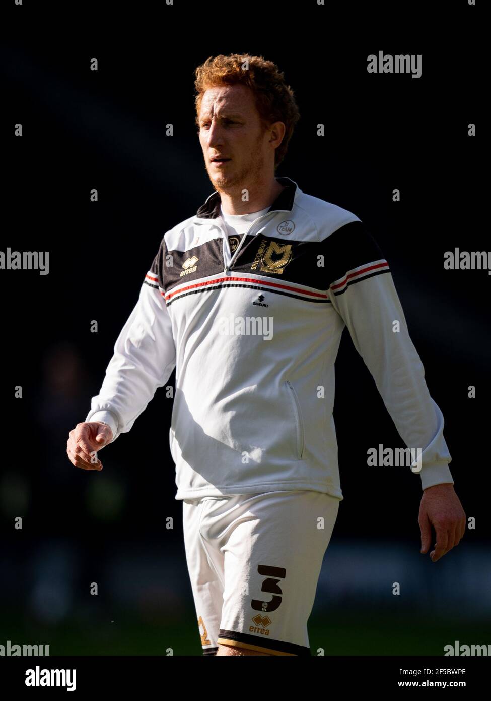 Dean Lewington of MK Dons pre match during the Sky Bet League 1 behind closed doors match between MK Dons and Oxford United at stadium:mk, Milton Keyn Stock Photo