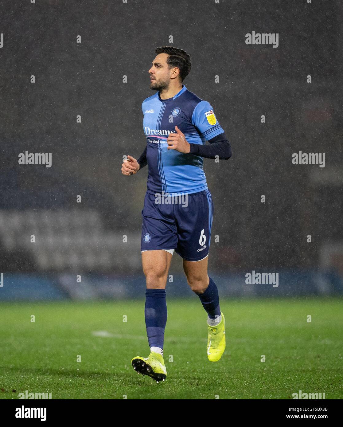 Ryan Tafazolli of Wycombe Wanderers during the Sky Bet Championship behind closed doors match between Wycombe Wanderers and Birmingham City at Adams P Stock Photo