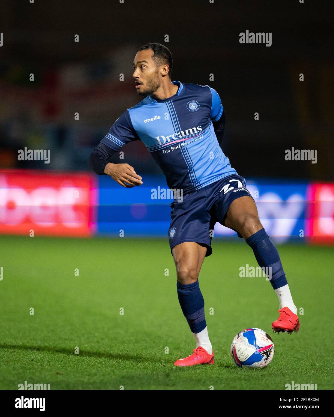 Jordan Obita of Wycombe Wanderers during the Sky Bet Championship behind  closed doors match between Wycombe Wanderers and Reading at Adams Park,  High Stock Photo - Alamy