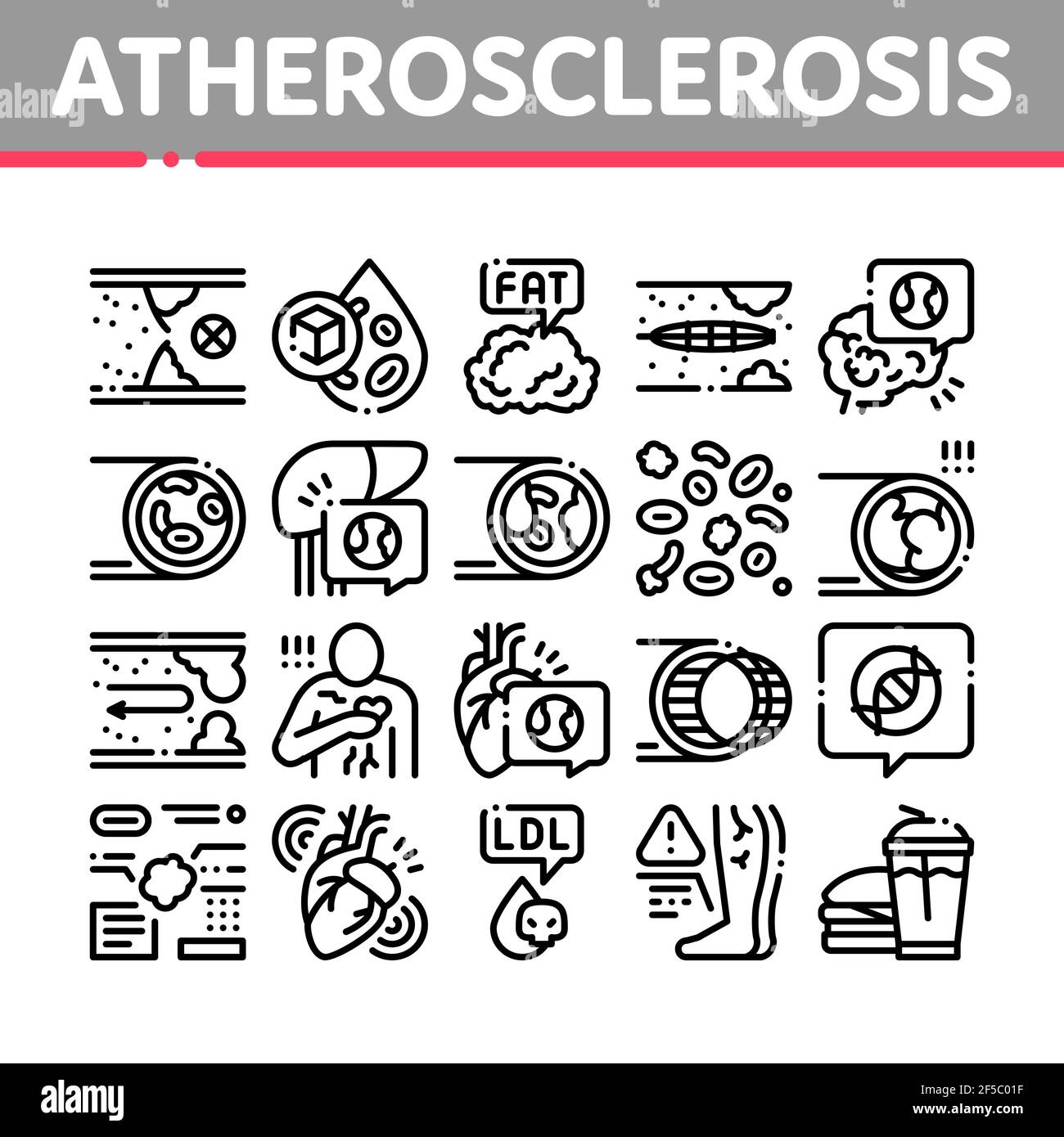 Atherosclerosis Vessel Collection Icons Set Vector Illustrations Stock ...
