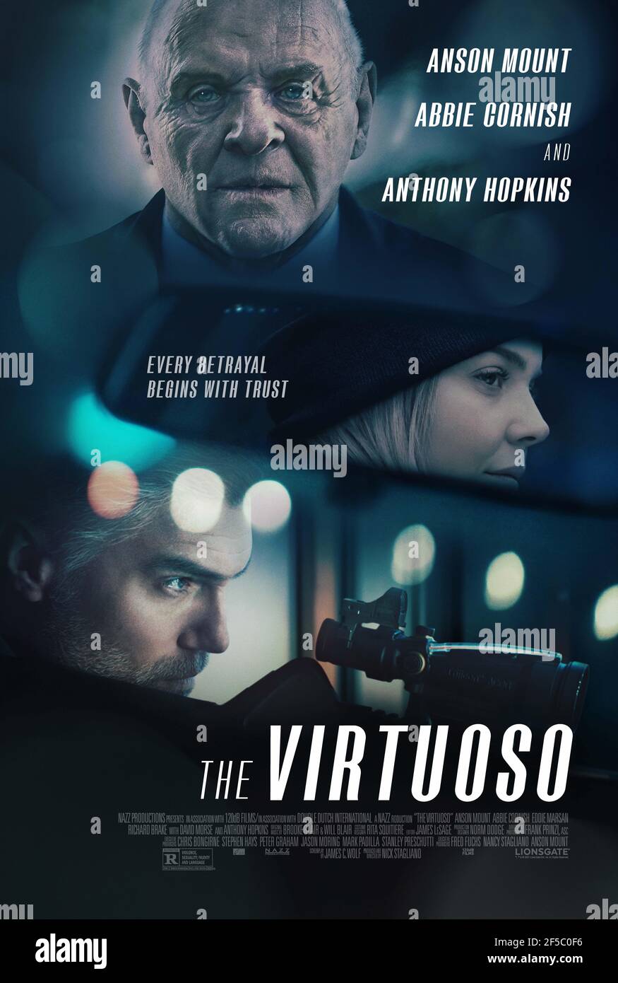 RELEASE DATE: 2021 TITLE: The Virtuoso STUDIO: Pelican Films DIRECTOR: Nick Stagliano PLOT: A lonesome stranger, secure, nerves of steel, must track down and kill a rogue Hitman to satisfy an outstanding debt. But the only information he's been given is a time and location where to find his quarry STARRING: ANTHONY HOPKINS as The Mentor poster art. (Credit Image: © Pelican Films/Entertainment Pictures) Stock Photo