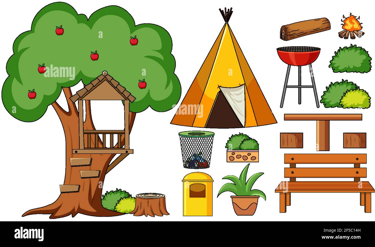 Set of camping objects isolated illustration Stock Vector Image & Art ...