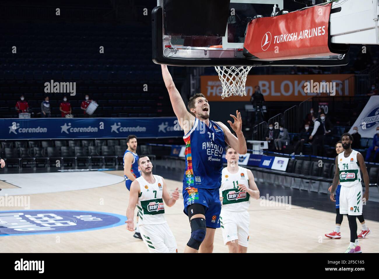 21 Tibor Pleiss Of Anadolu Efes Istanbul Plays Against Panathinaikos Opap Athens In Round 31 Of The 2020 2021 Turkish Airlines Euroleague Regular Season At Sinan Erdem Sports Arena Final Score Anadolu Efes