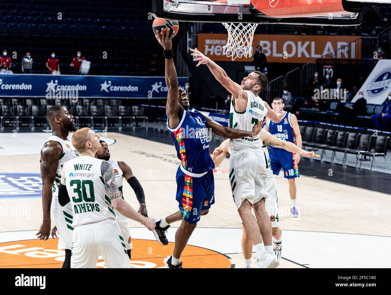 42 Bryant Dunston Of Anadolu Efes Istanbul Plays Against Panathinaikos Opap Athens In Round 31 Of The 2020 2021 Turkish Airlines Euroleague Regular Season At Sinan Erdem Sports Arena Final Score Anadolu Efes