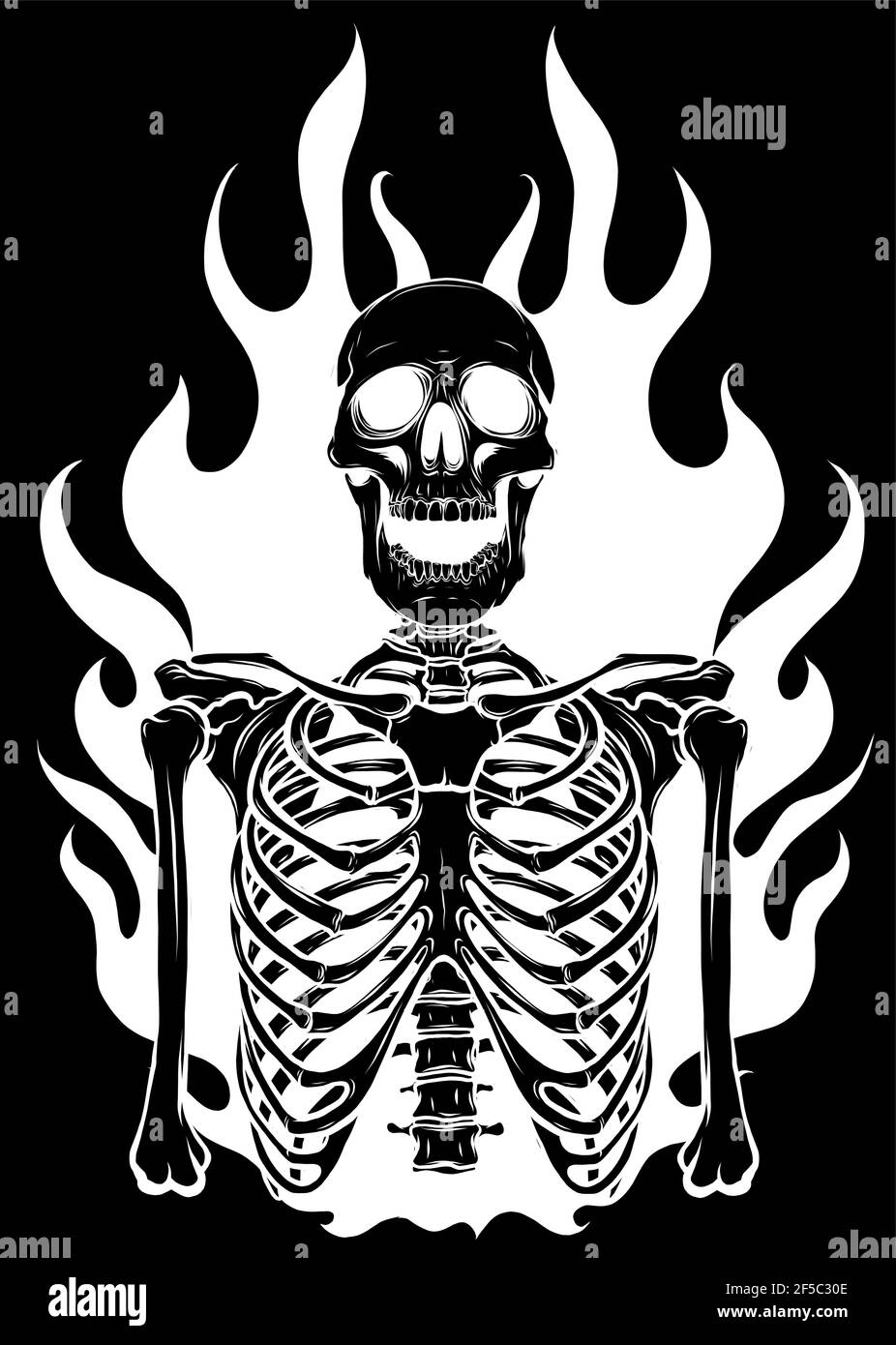 vector illustration of skeleton in flame design Stock Vector