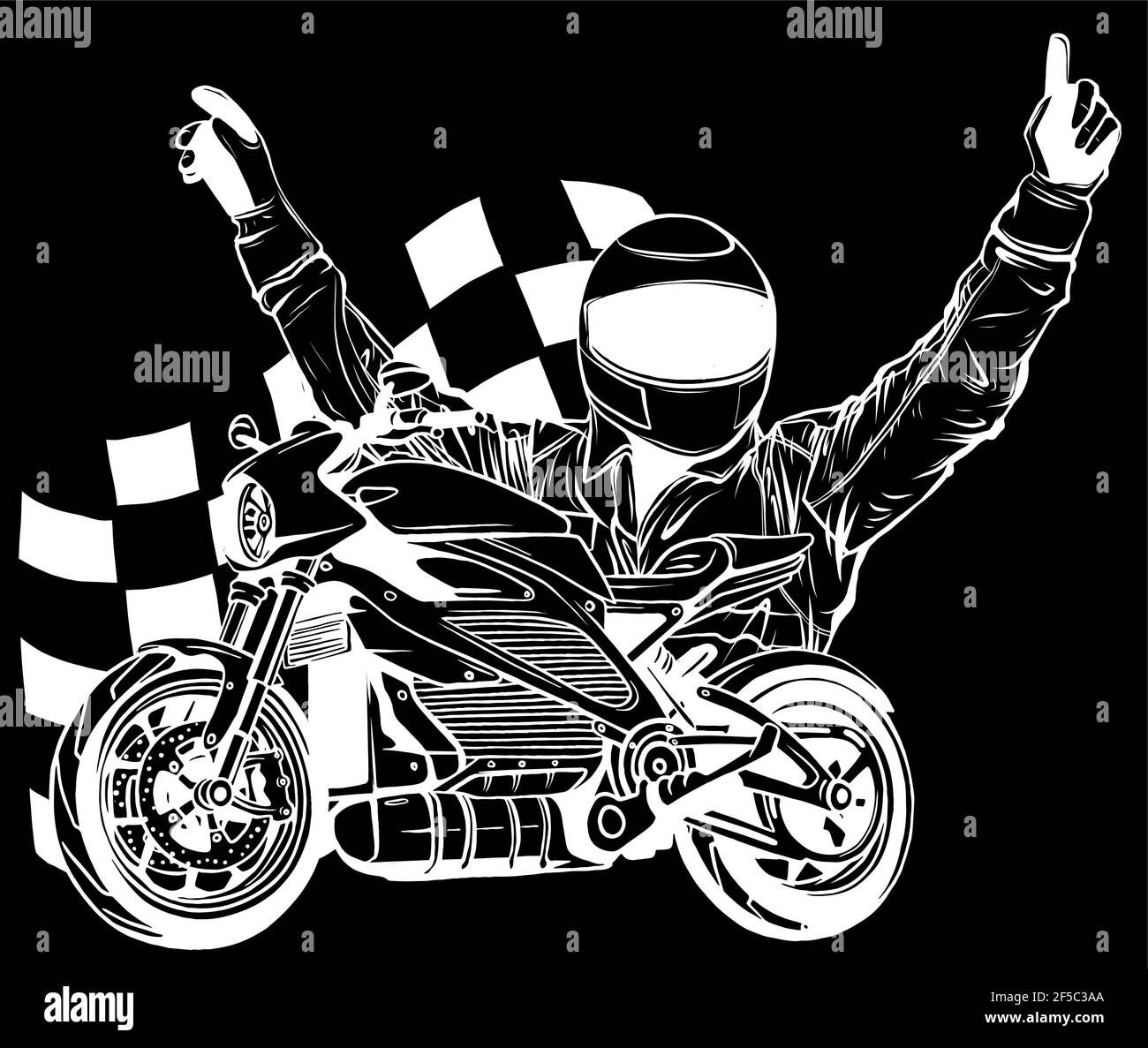 design of Motorbike rider with face flag vector illustration Stock Vector