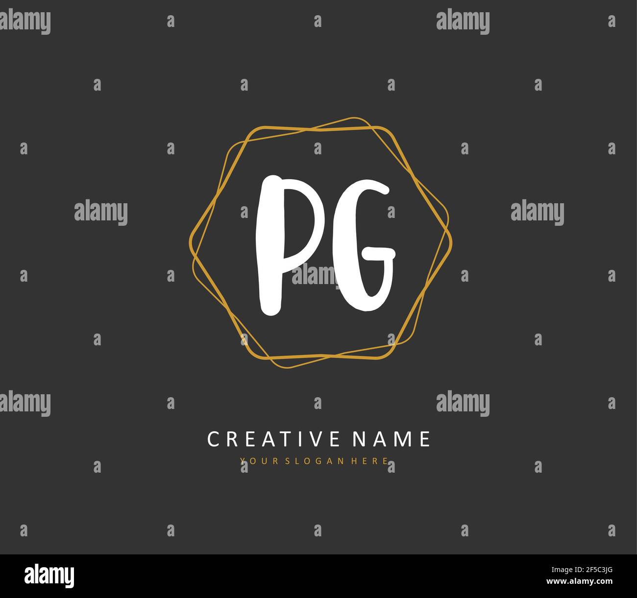 PG Initial letter handwriting and signature logo. A concept handwriting ...