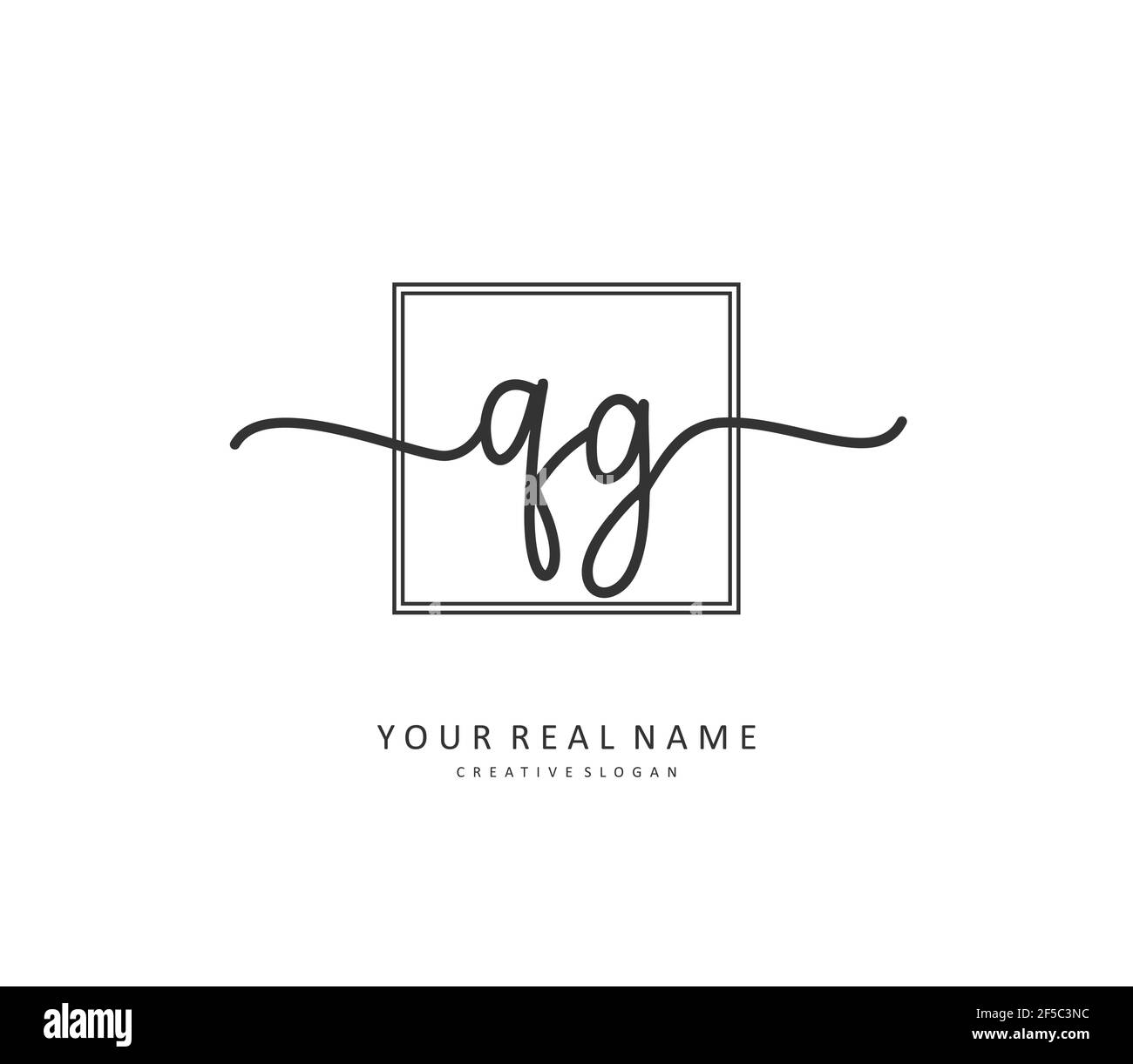 QG Initial letter handwriting and signature logo. A concept handwriting initial logo with template element. Stock Vector