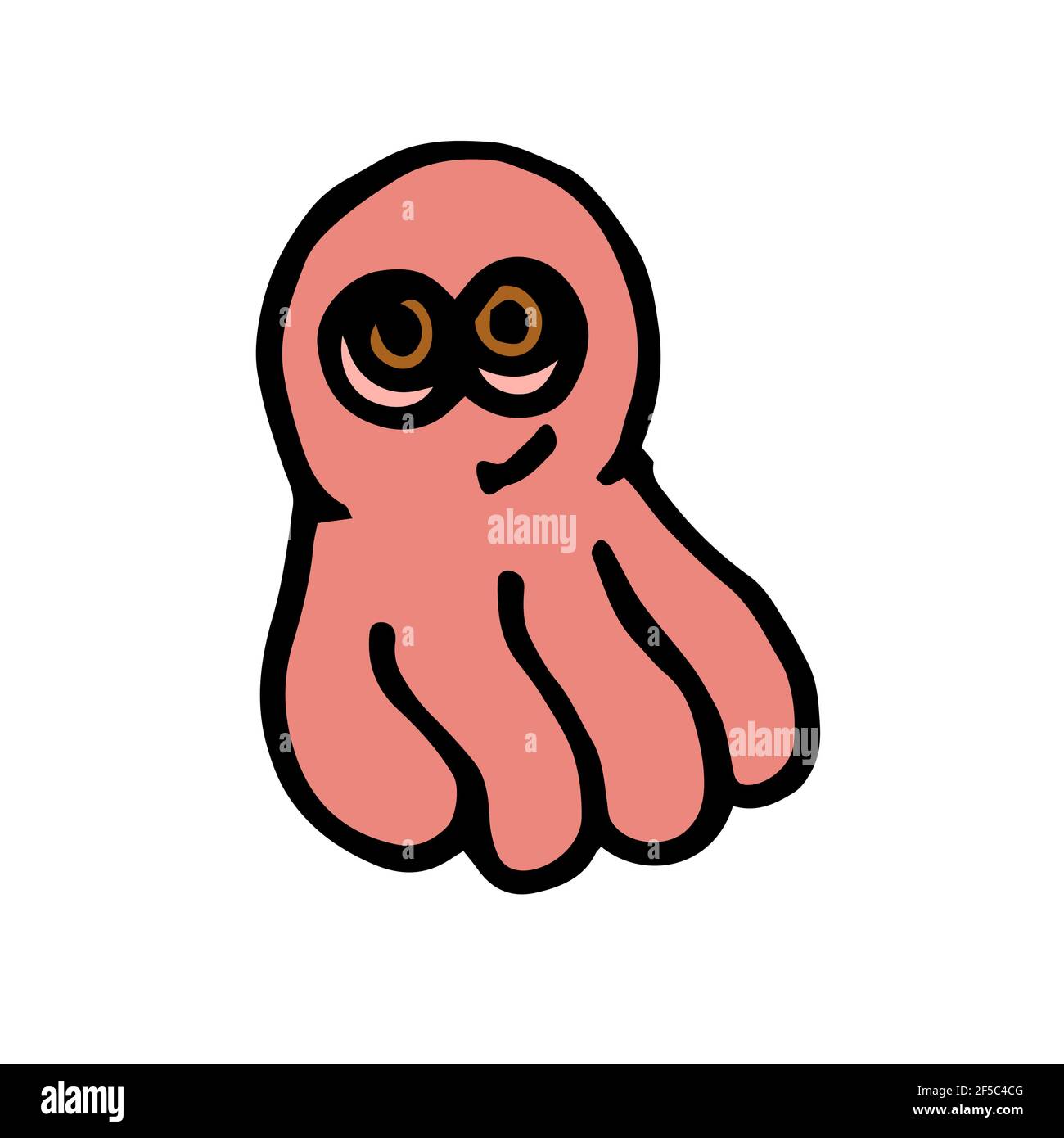 Octopus. illustration. Cartoon sketch style. Hand outline drawing cheerful  funny underwater animal. vector Stock Vector Image & Art - Alamy