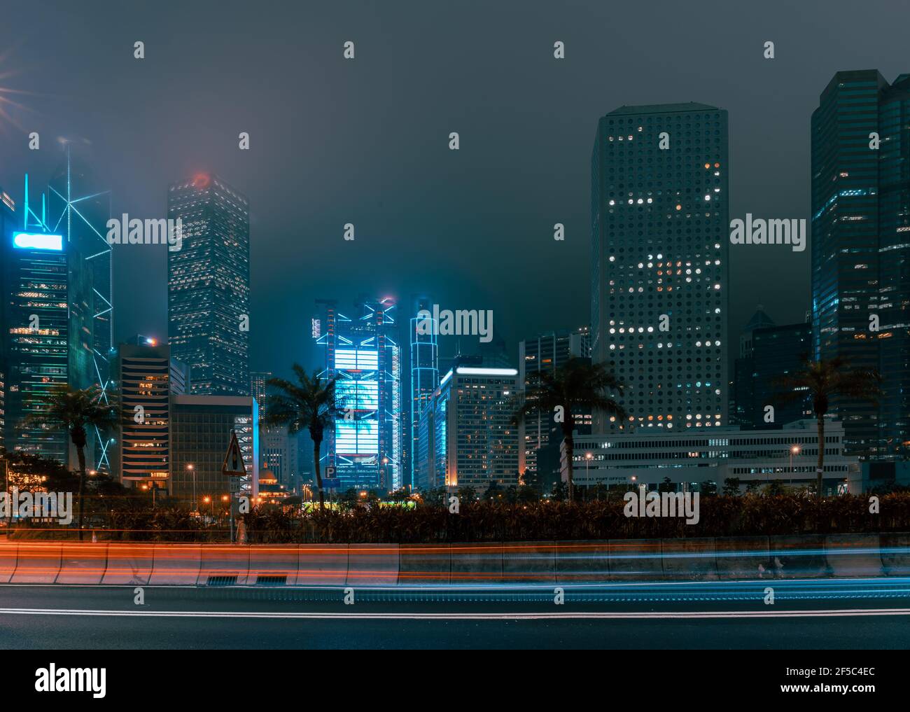 Modern office buildings in Hong Kong at night time Stock Photo - Alamy