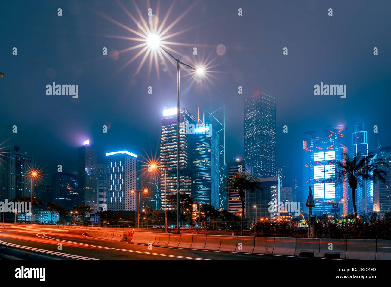 Modern office buildings in Hong Kong at night time Stock Photo - Alamy