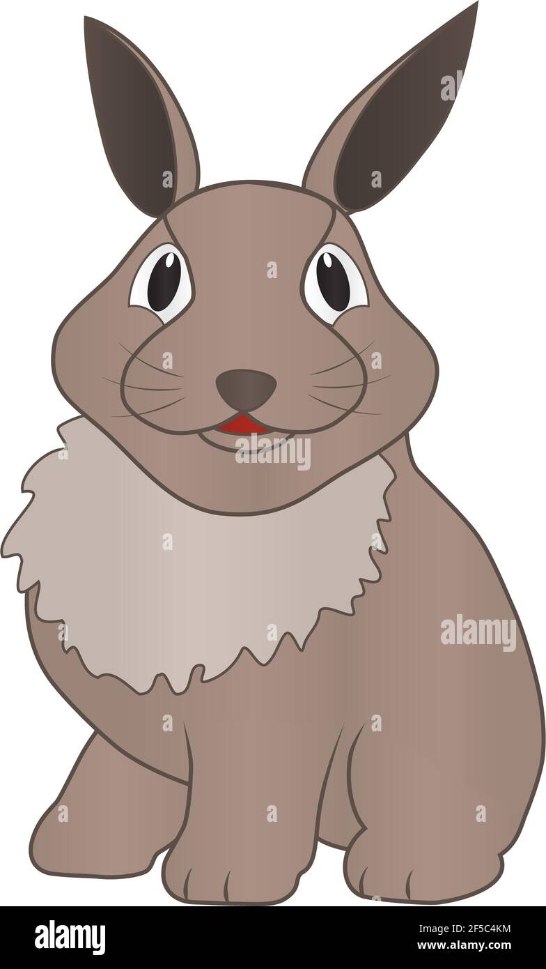 Cartoon illustration of a friendly rabbit alone Stock Photo - Alamy