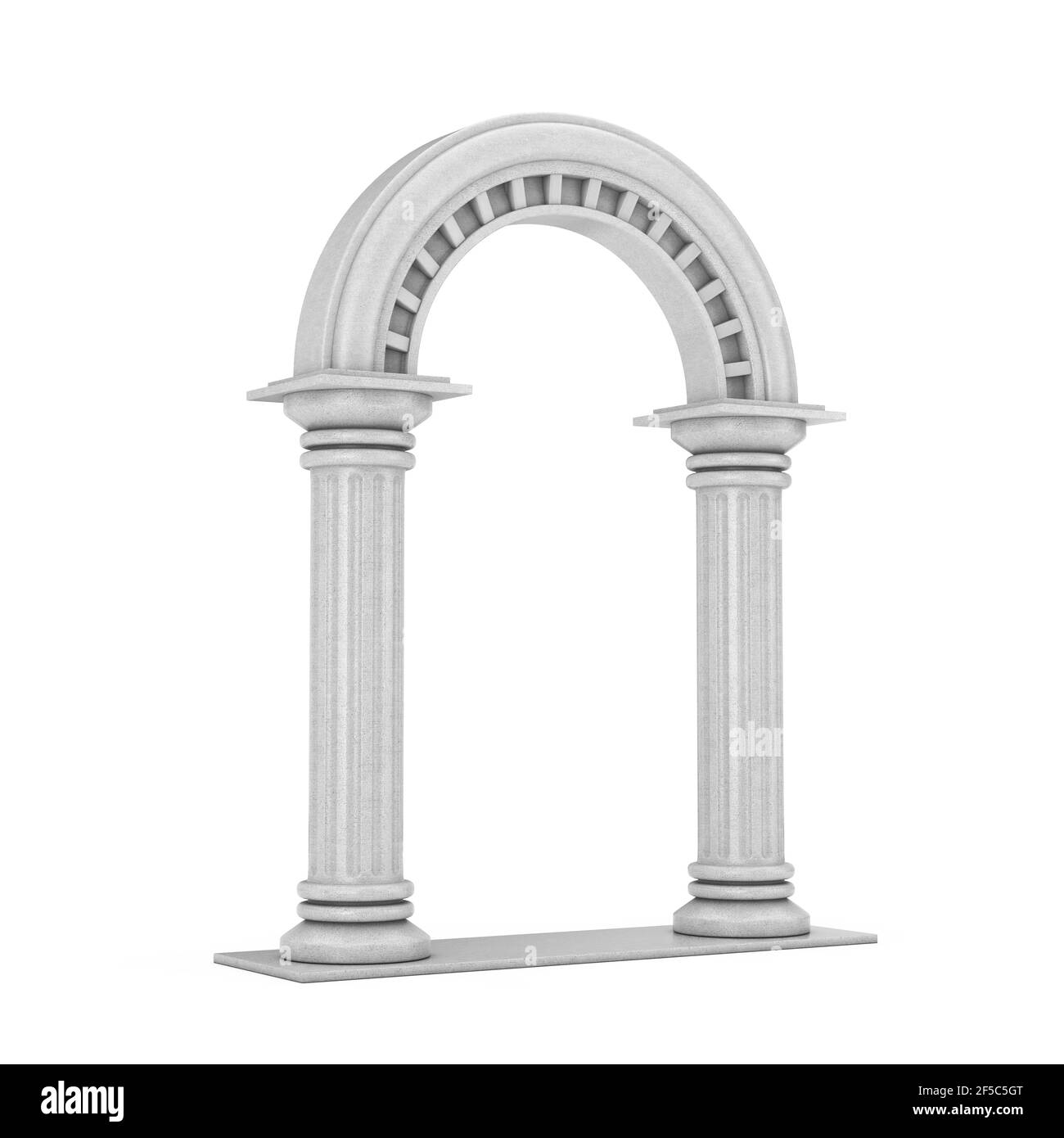 Classic Ancient Greek Column Arc on a white background. 3d Rendering Stock Photo