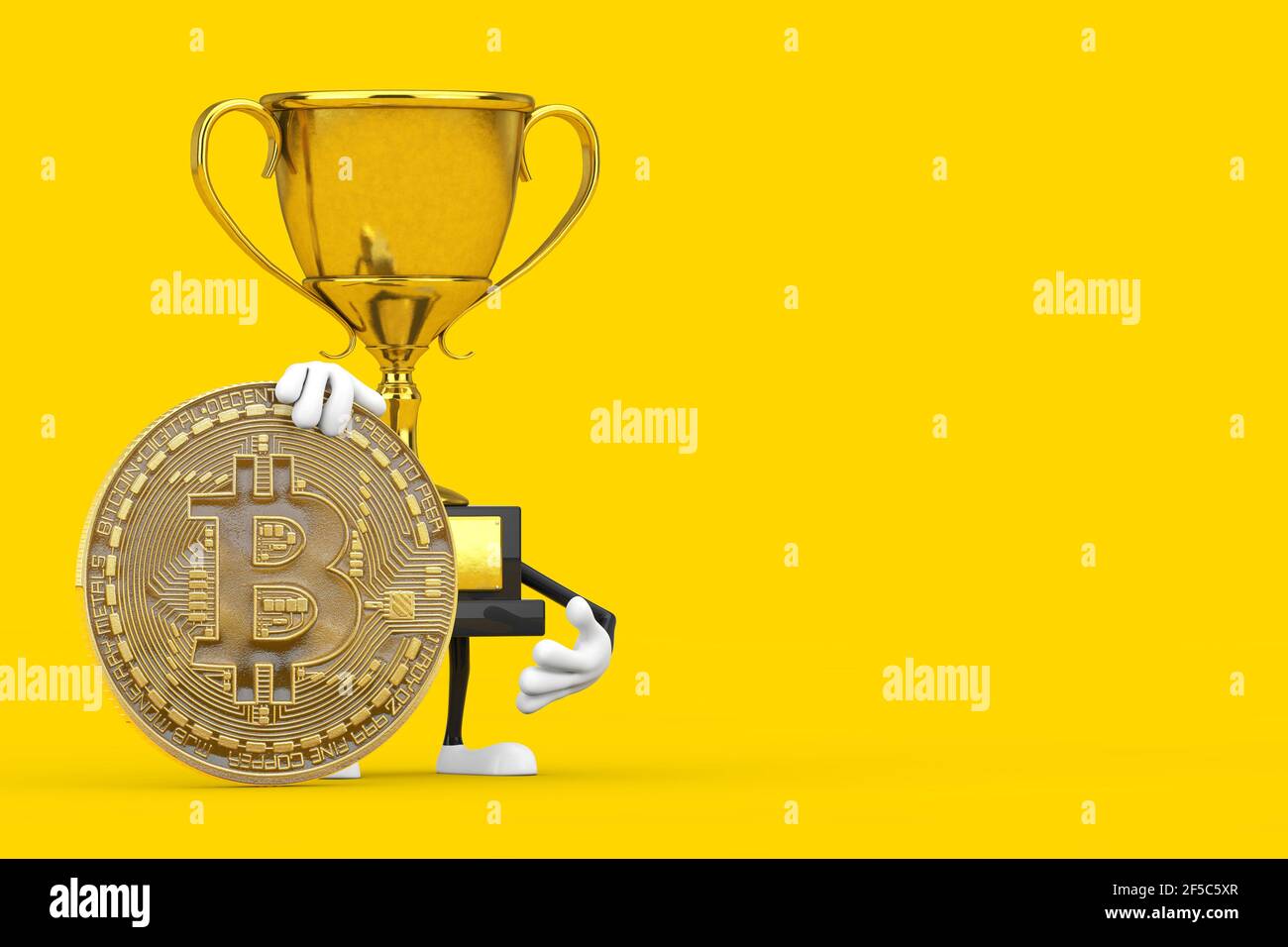 Cryptocurrency Golden Bitcoin Coin Award Trophy on a white background. 3d  Rendering Stock Photo - Alamy