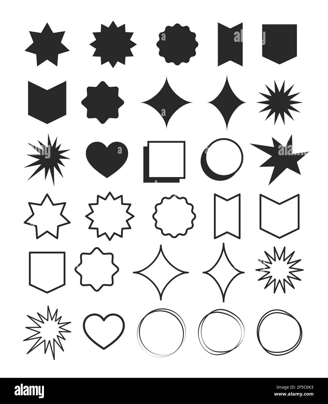 Geometric shapes element design set. Symbol with shape and line
