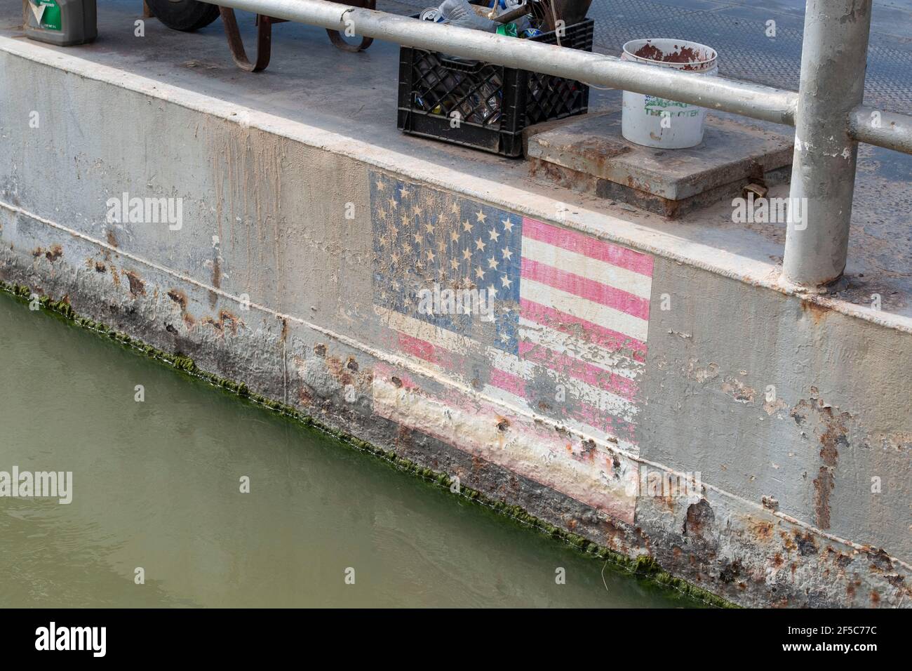 Los Ebanos, Texas, USA. 25th Mar, 2021. The handdrawn ferry on the Rio