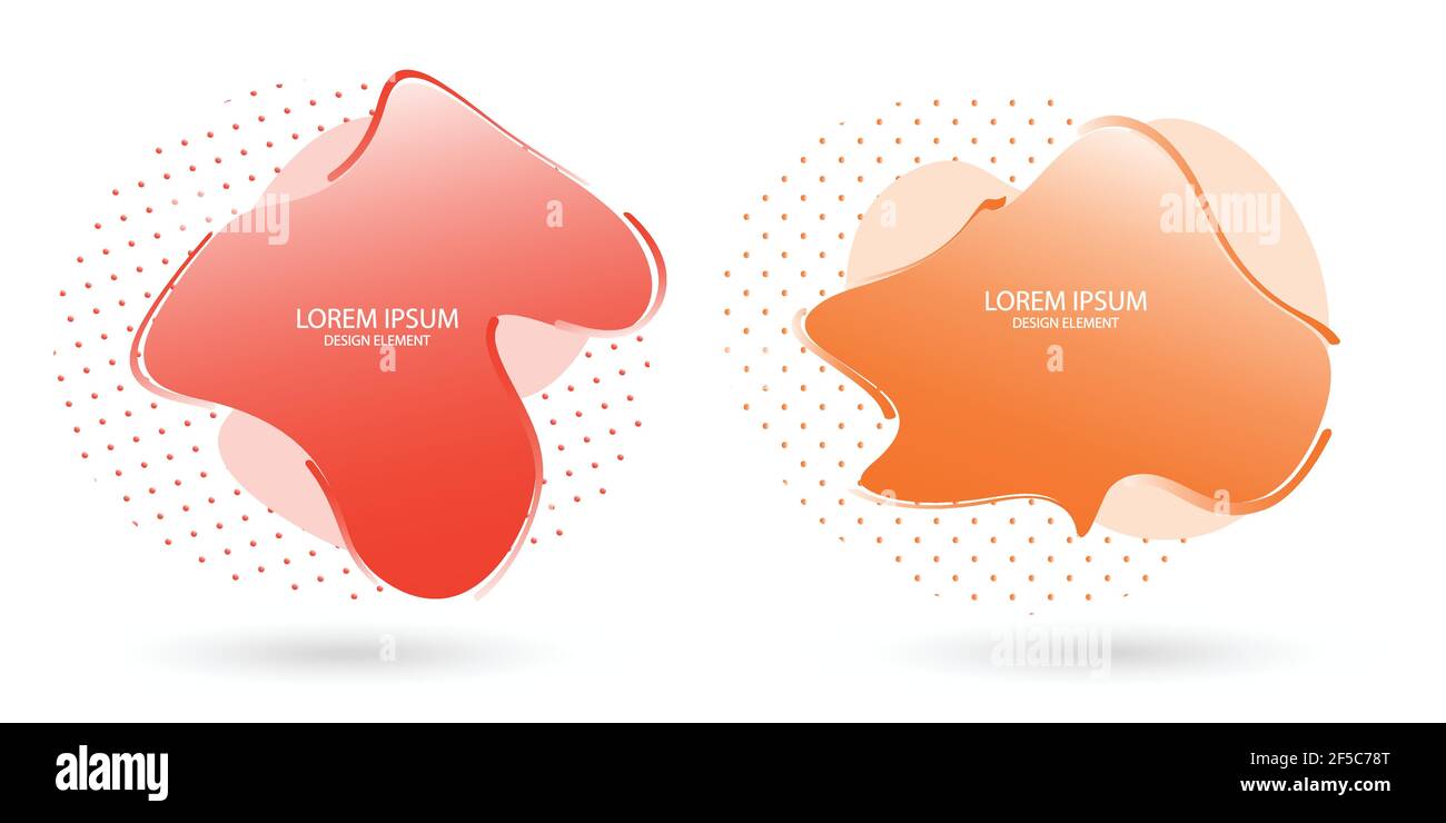 Fluid frame isolated on white background. Set of abstract liquid shapes ...