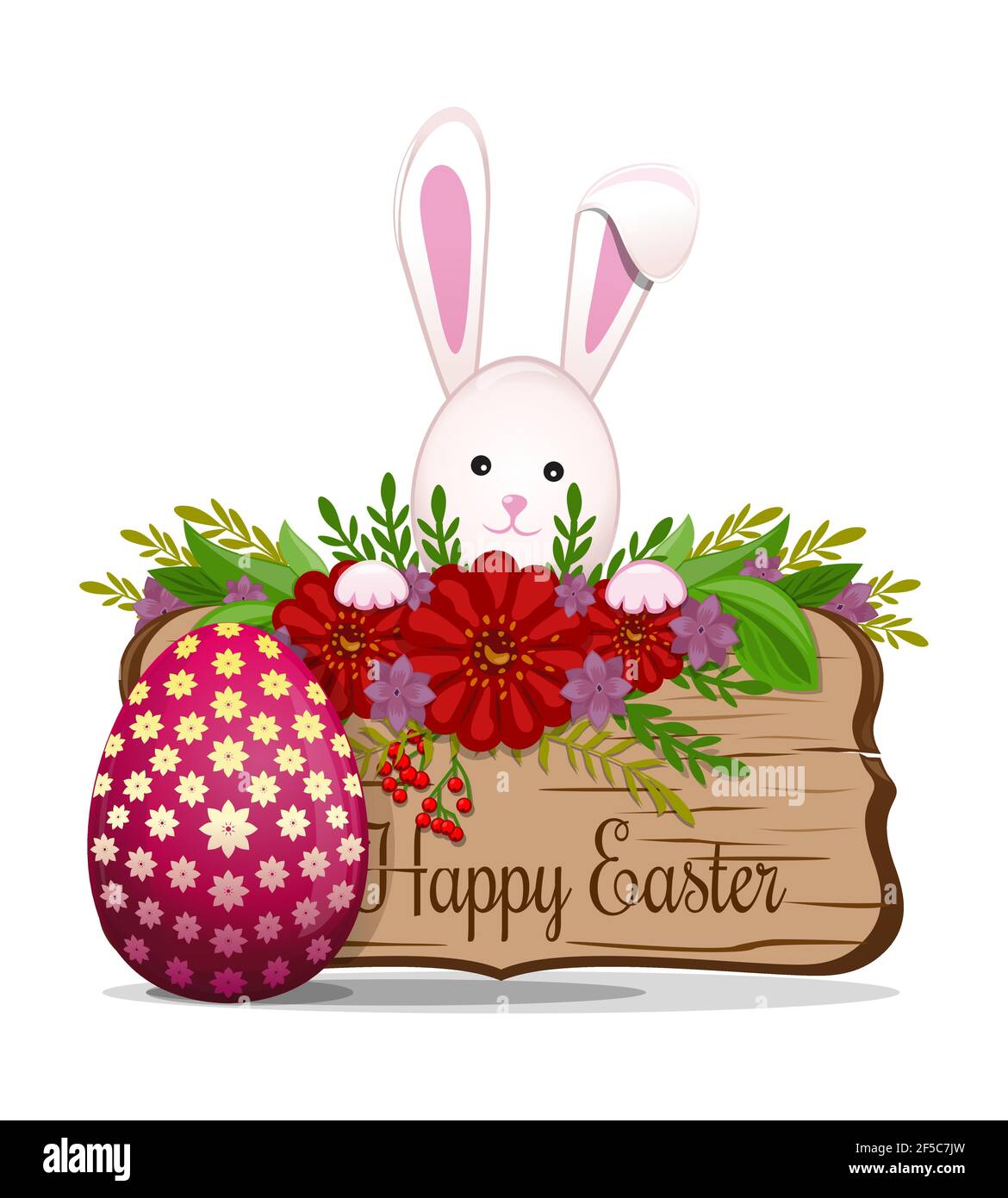 Cute Easter Bunny wishes Happy Easter Stock Vector Image & Art - Alamy