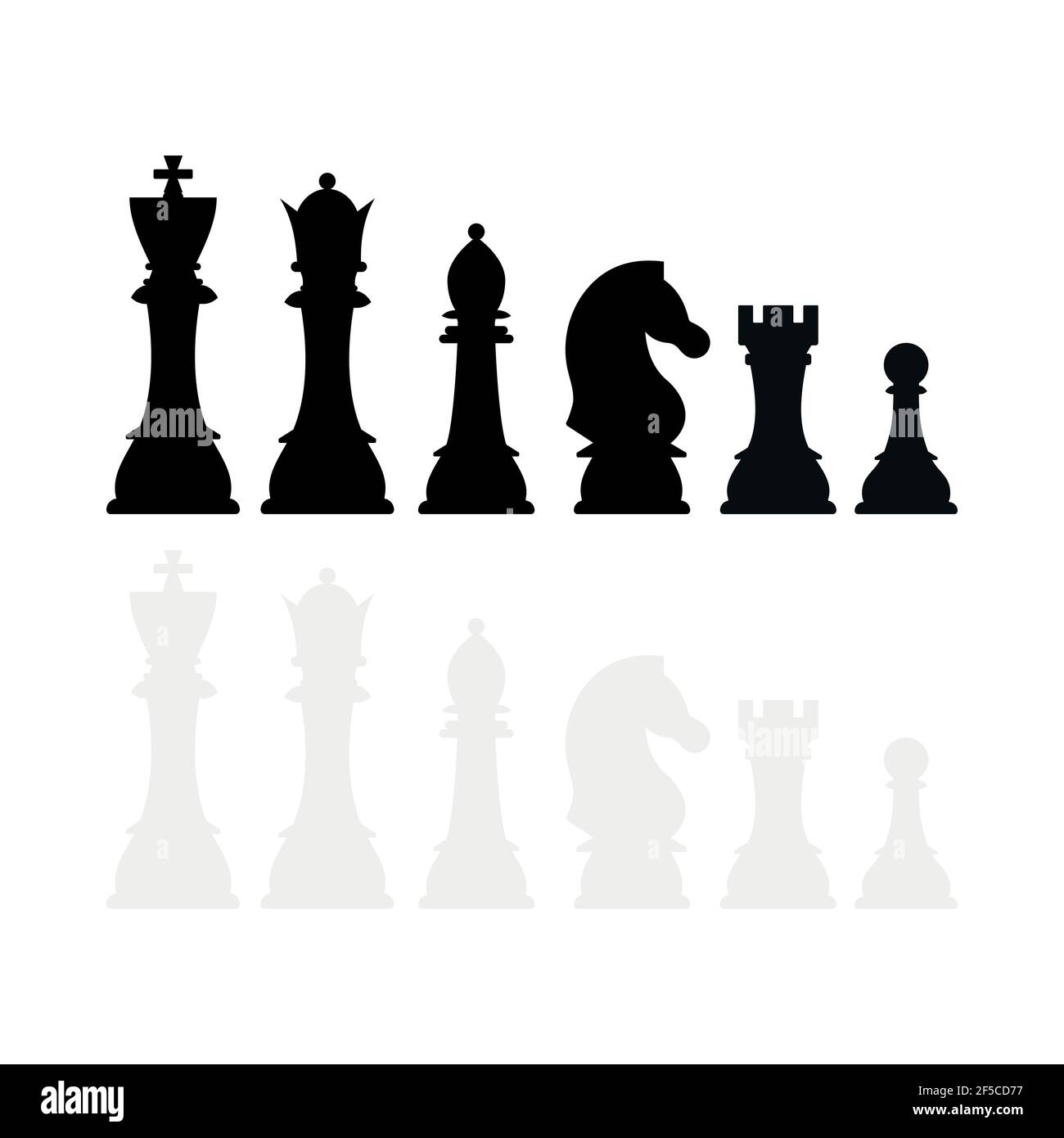 Chess pieces line collection. Chess game icon set. Simple flat set