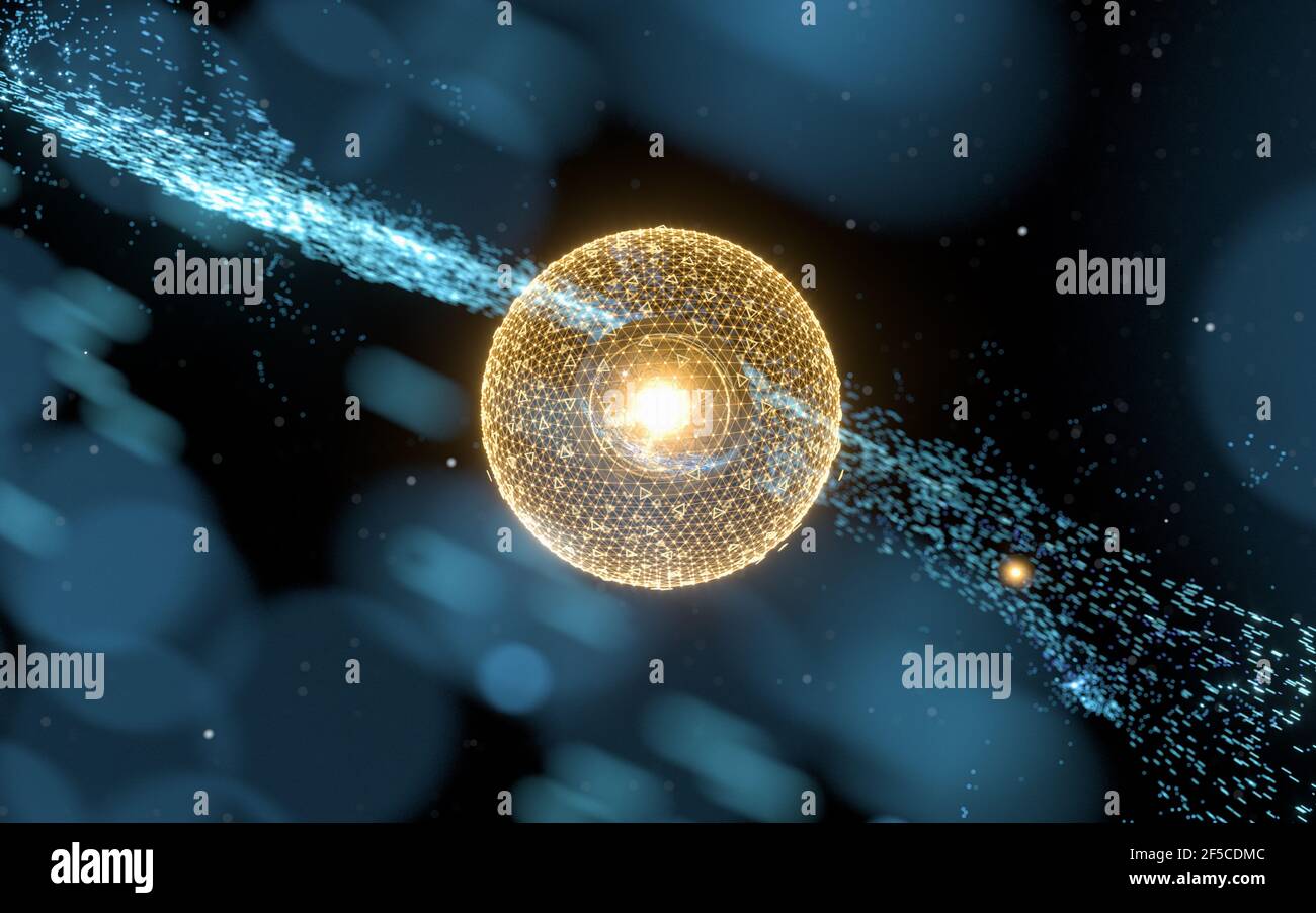 Magical particles with abstract shape, 3d rendering. Computer digital ...