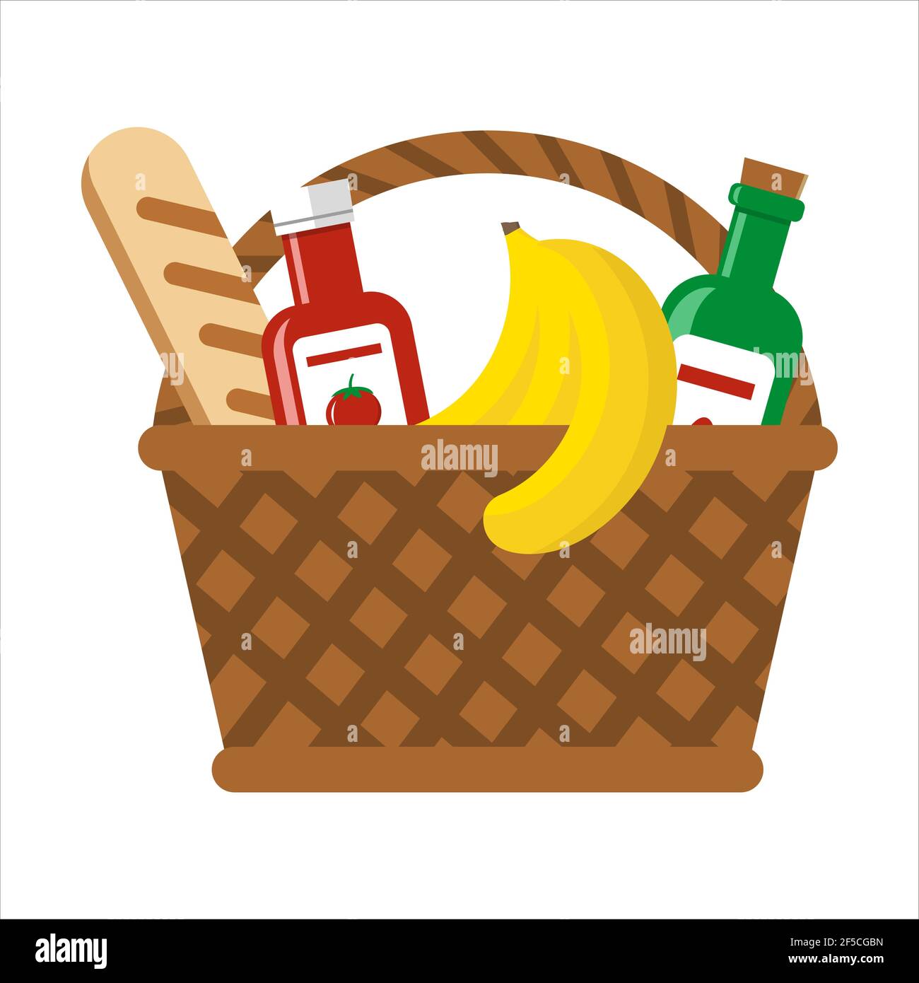 Picnic wicker basket with food Stock Vector Image & Art - Alamy
