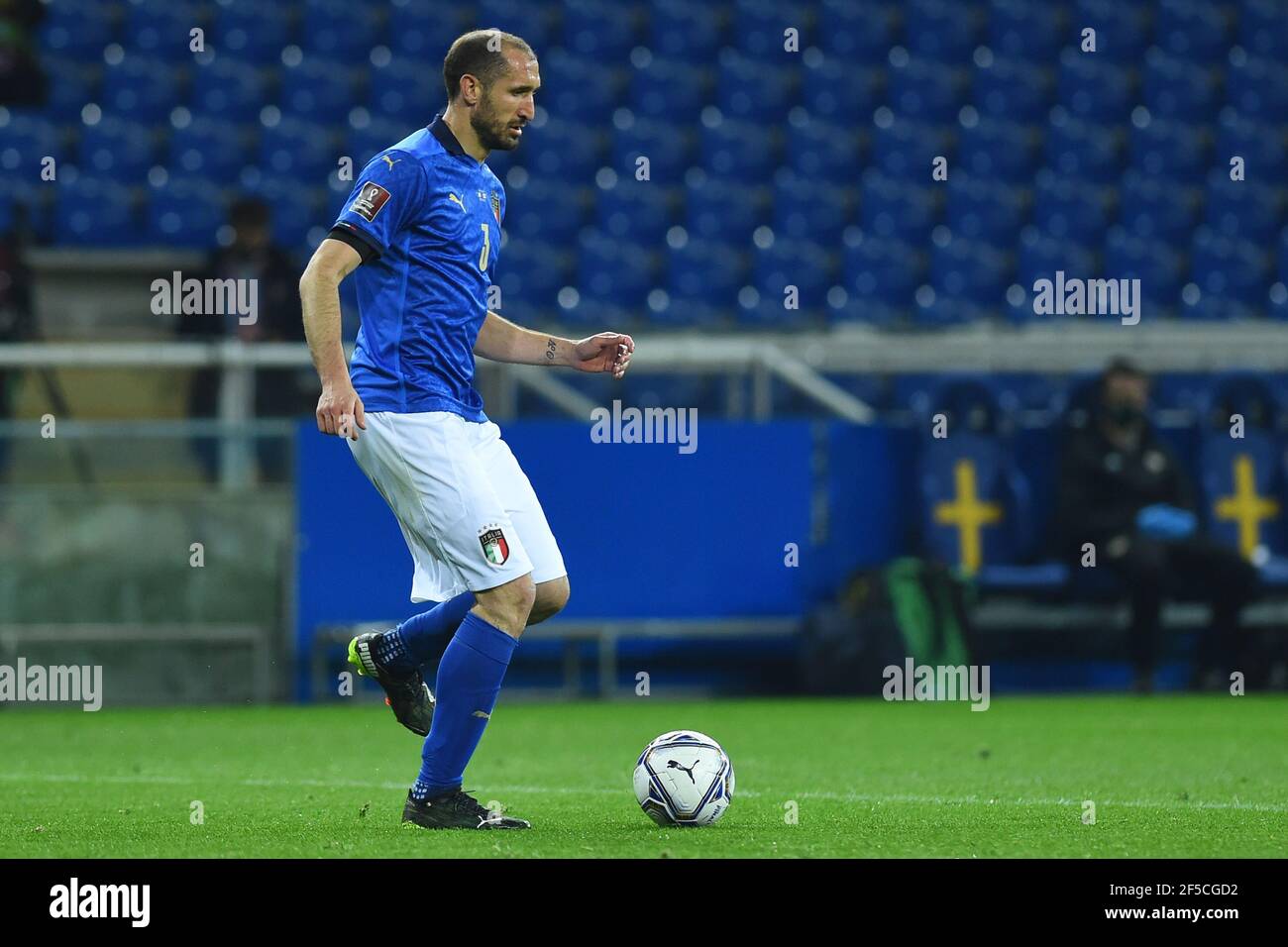 Parma, Emilia Romagna. 25th Mar, 2021. Giorgio Chiellini of Italy in action during the Qualification Fifa World Cup 2022 soccer match Italy vs North Ireland in the Ennio Tardini stadium in Parma, Italy, 25 March 2021. Fotografo01 Credit: Independent Photo Agency/Alamy Live News Stock Photo