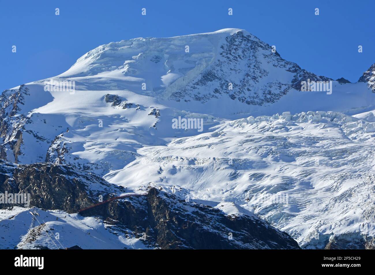 Snow and ice on the Alphubel above Saas Fee in the Swiss Alps Stock Photo