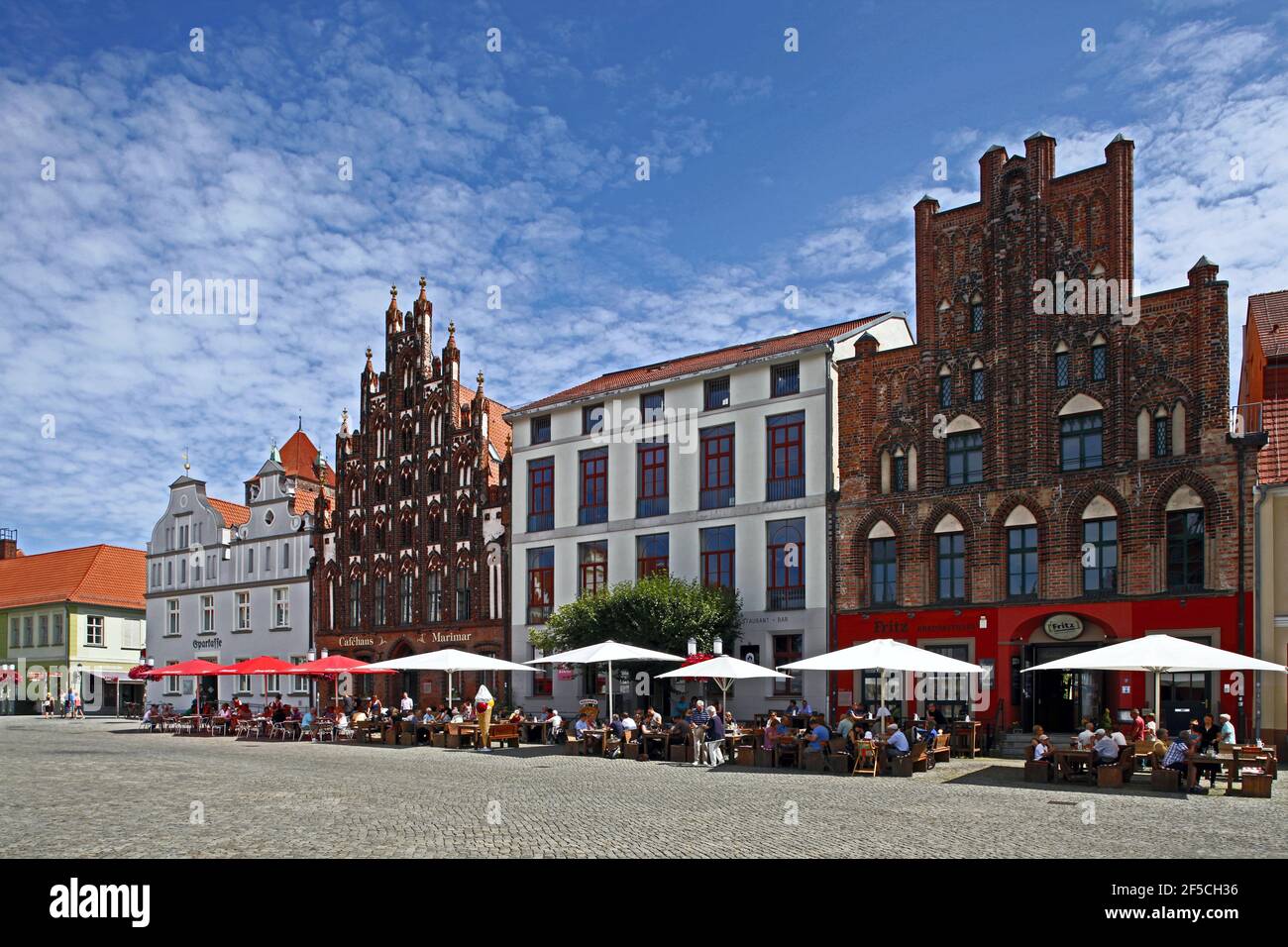 geography / travel, Germany, Mecklenburg-West Pomerania, GER, Greifswald, marketplace, gabled house No, Additional-Rights-Clearance-Info-Not-Available Stock Photo