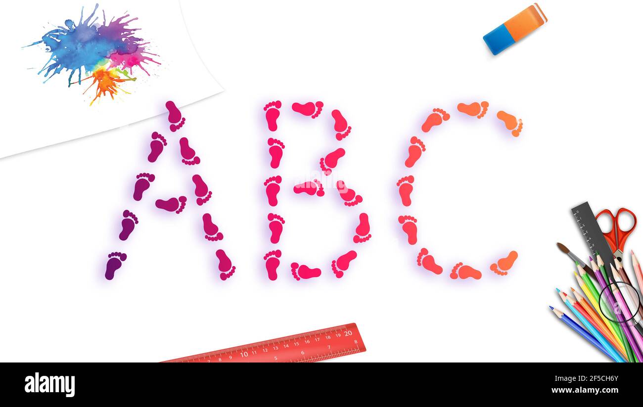ABC steps footprints small feet alphabet letter count learn education