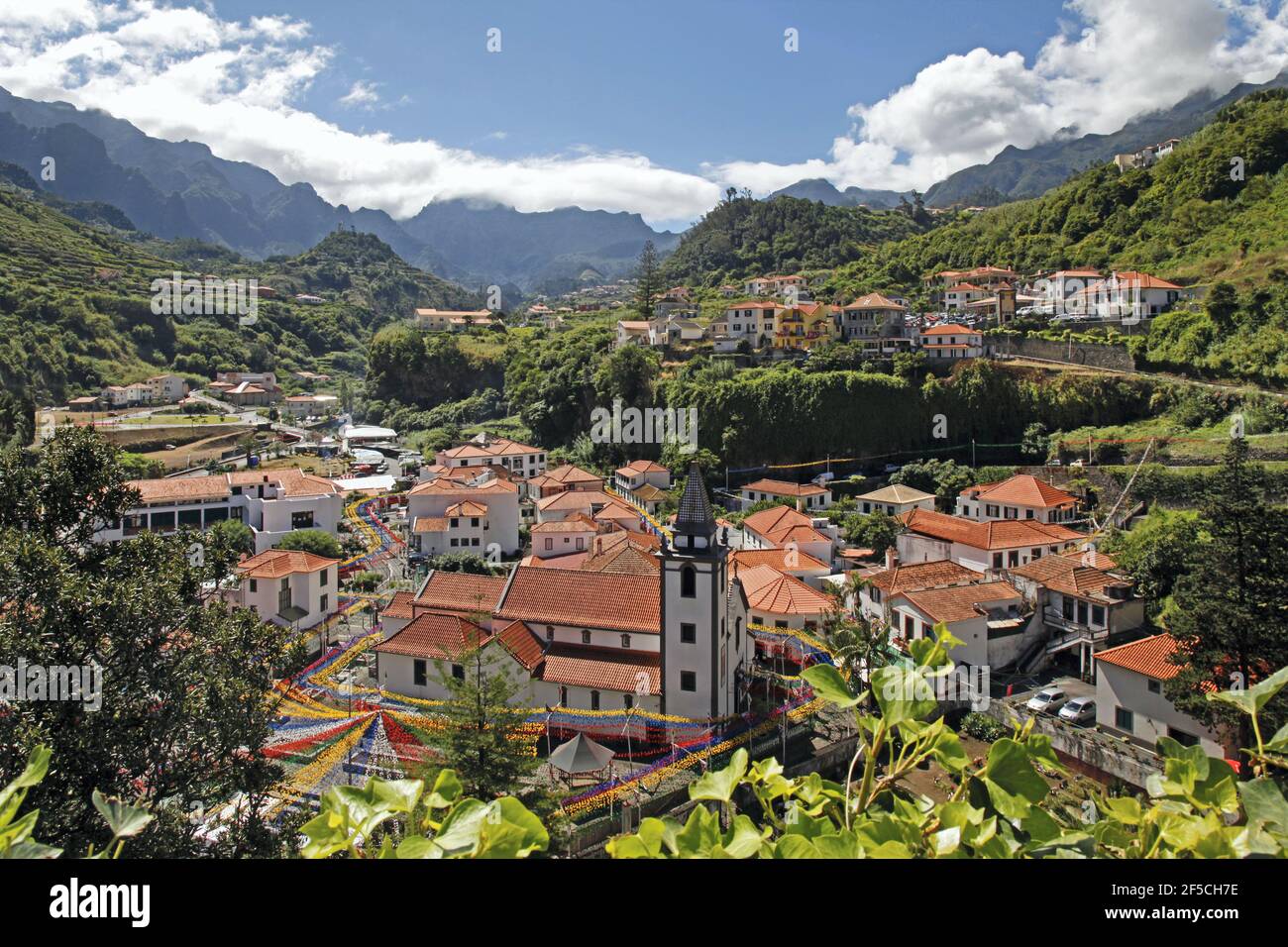 geography / travel, Portugal, Madeira Isle, historic city centre of Sao Vicente with the baroque paris, Additional-Rights-Clearance-Info-Not-Available Stock Photo