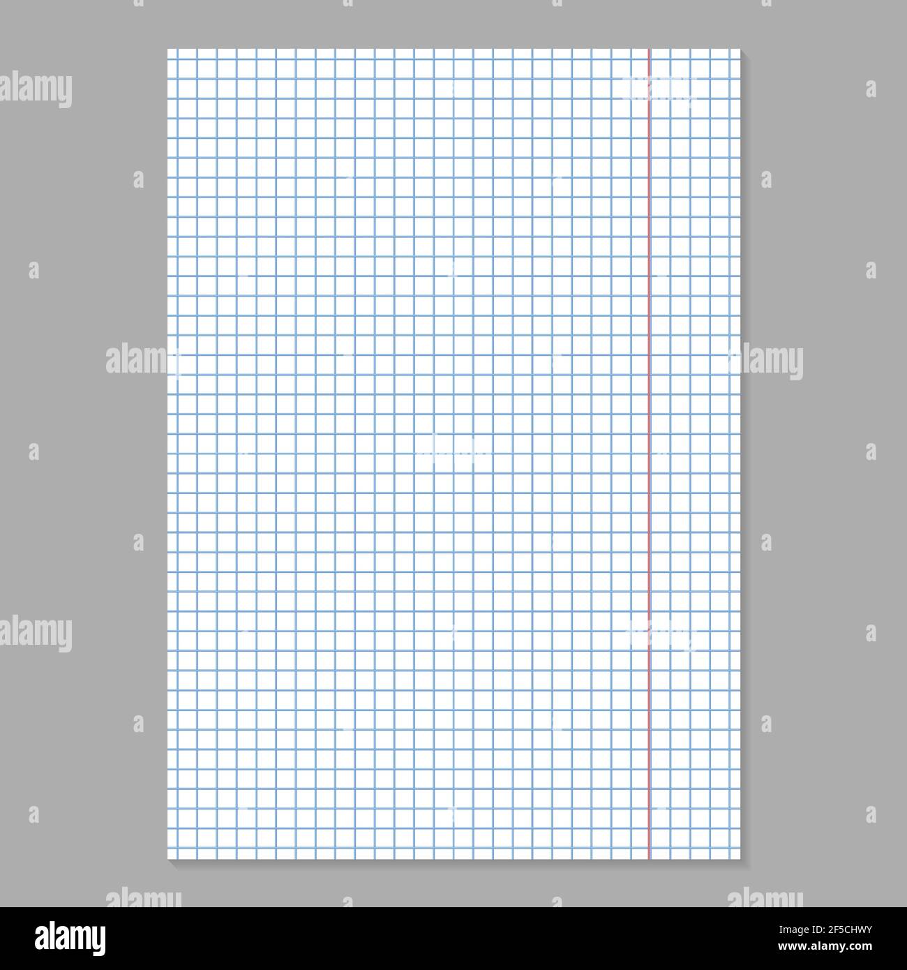 Realistic blank lined paper sheet in A4 format. Grid paper. Squared ...