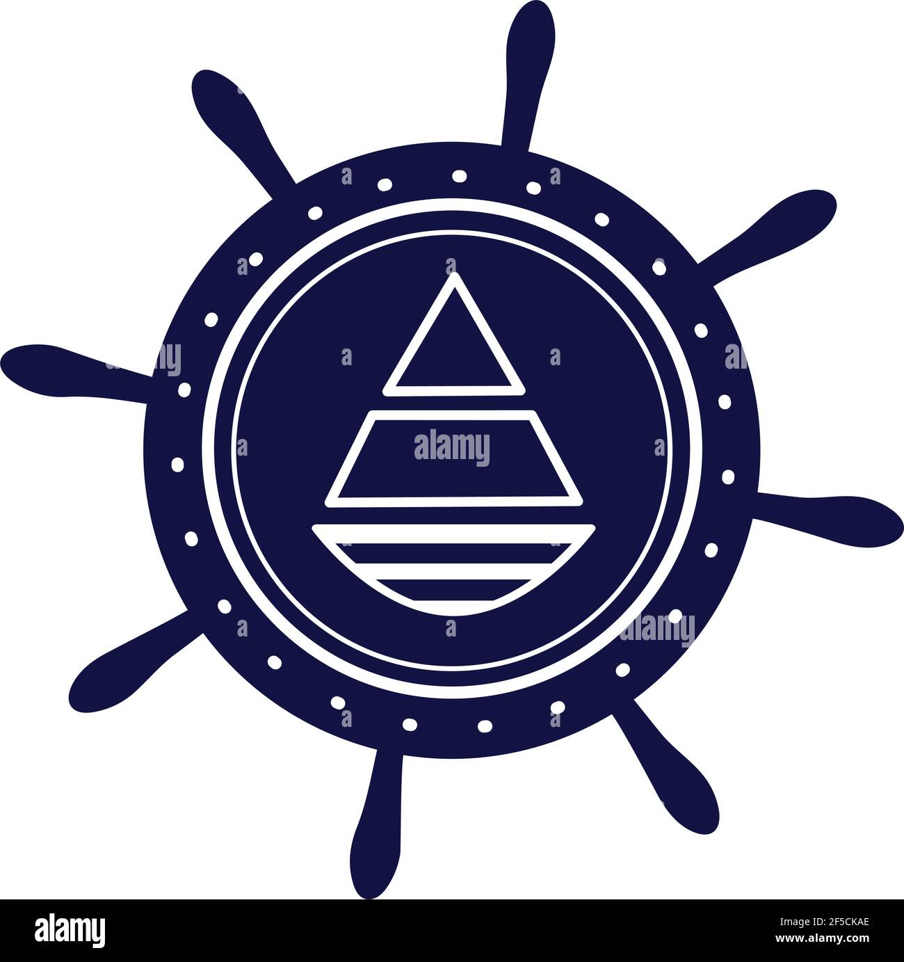 Boat and Steering Wheel Logo Icon Design Template Vector Rudder Stock