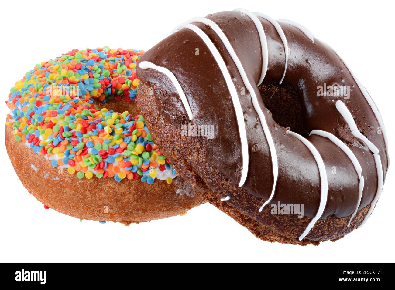 Chocolate glazed donut isolated white background Stock Photo - Alamy