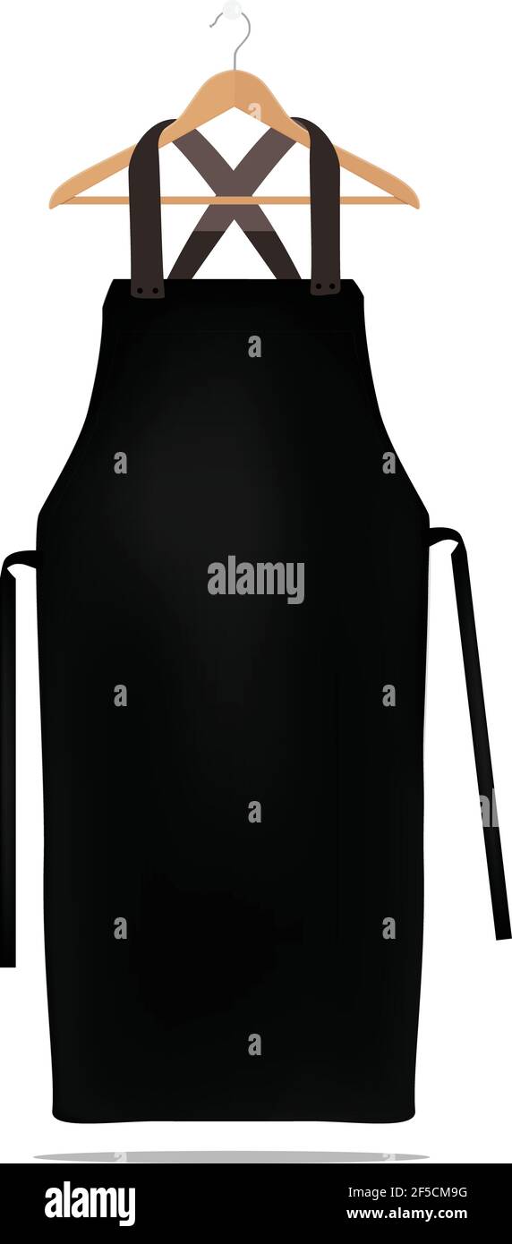 Black kitchen apron on hanger . Chef uniform for cooking vector