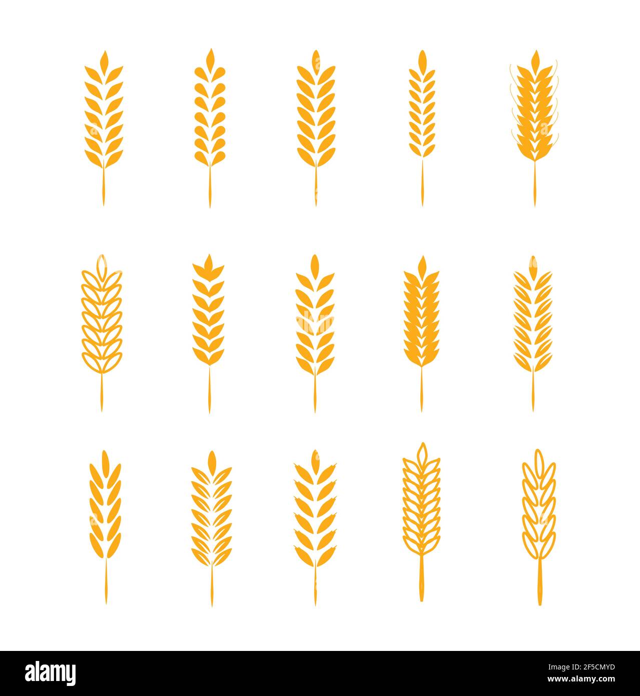 Wheat Ears Icons and Logo Set. For Identity Style of Natural Product ...