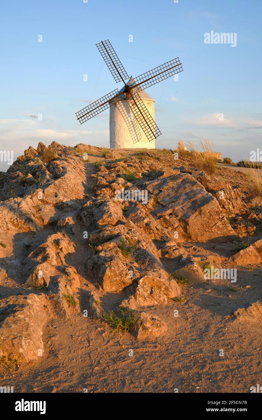 geography / travel, Spain, wind mill, Consuegra, province Toledo, Castile-La Mancha, Additional-Rights-Clearance-Info-Not-Available Stock Photo
