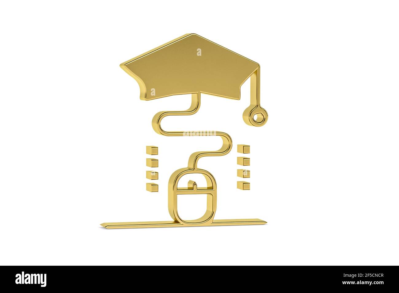 Golden 3d graduation online icon isolated on white background - 3d ...