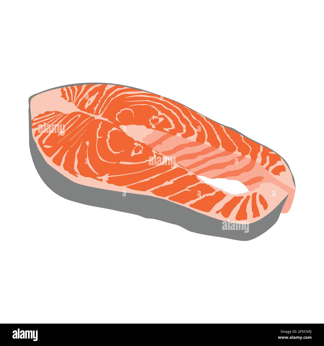 Slice of red fish salmon isolated on white background Stock Vector ...