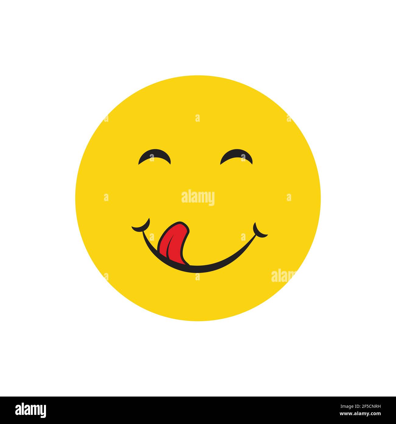 Yummy Smile Cartoon Line Emotion With Tongue Lick Mouth Delicious Tasty Food Eating Emoji Face