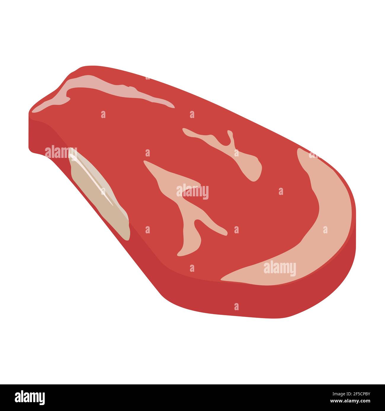 Raw meat, beef steak isolated on white background isometric view Stock ...
