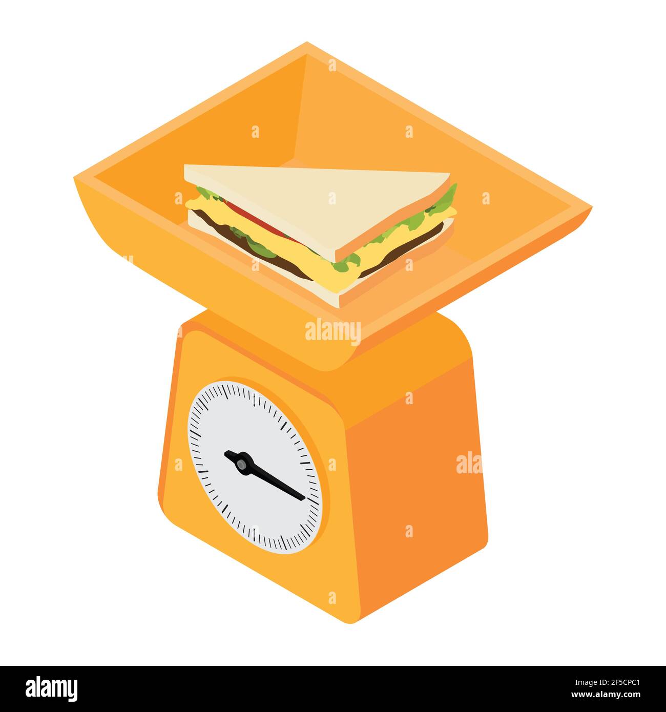 Domestic weigh scales and sandwich. Domestic weigh scales isometric view Stock Vector Image