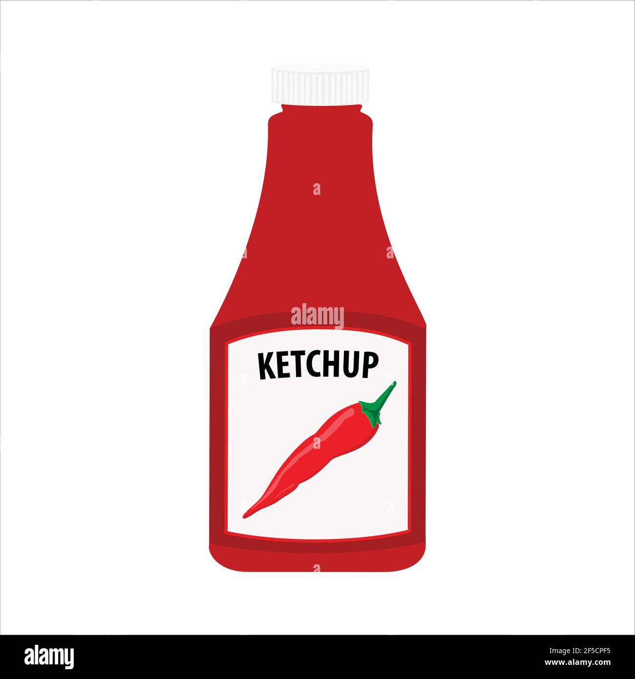 Ketchup bottle isolated on white background. Tomato chili pepper